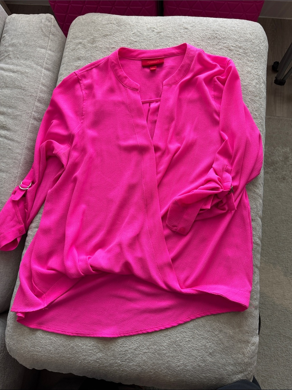 Jennifer Lopez Hot Pink Surplice Blouse - Picture 2 of 5